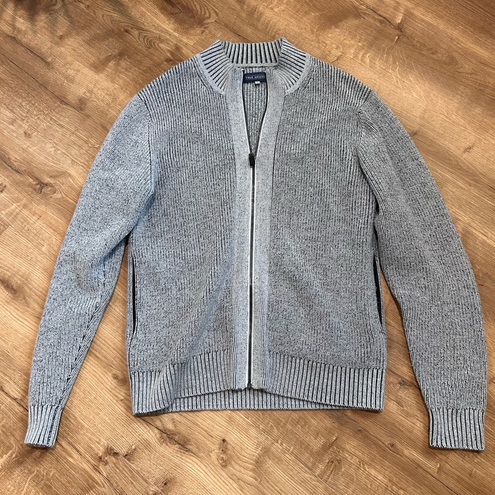 True Measure Zip Up Gray Wool Cardigan - Size Medium